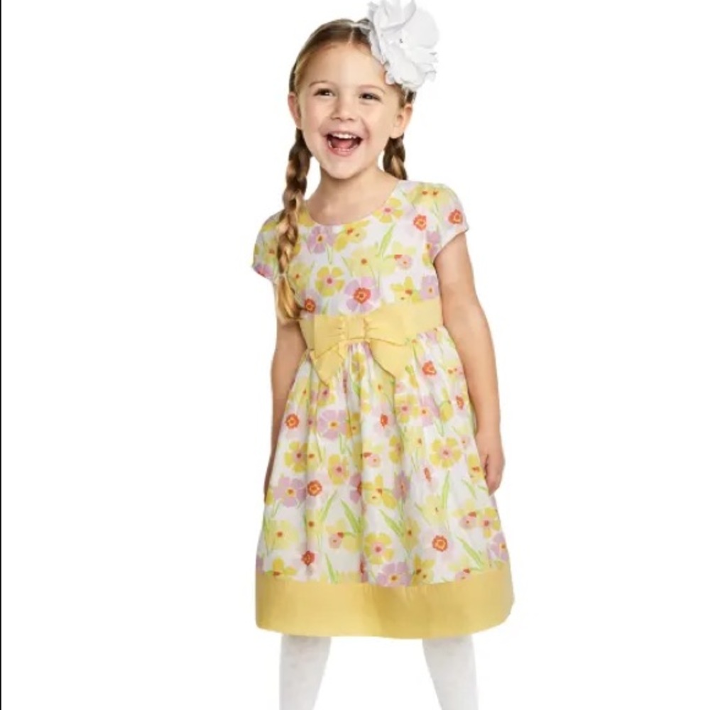 Girls Floral Dress -Spring Garden Yellow